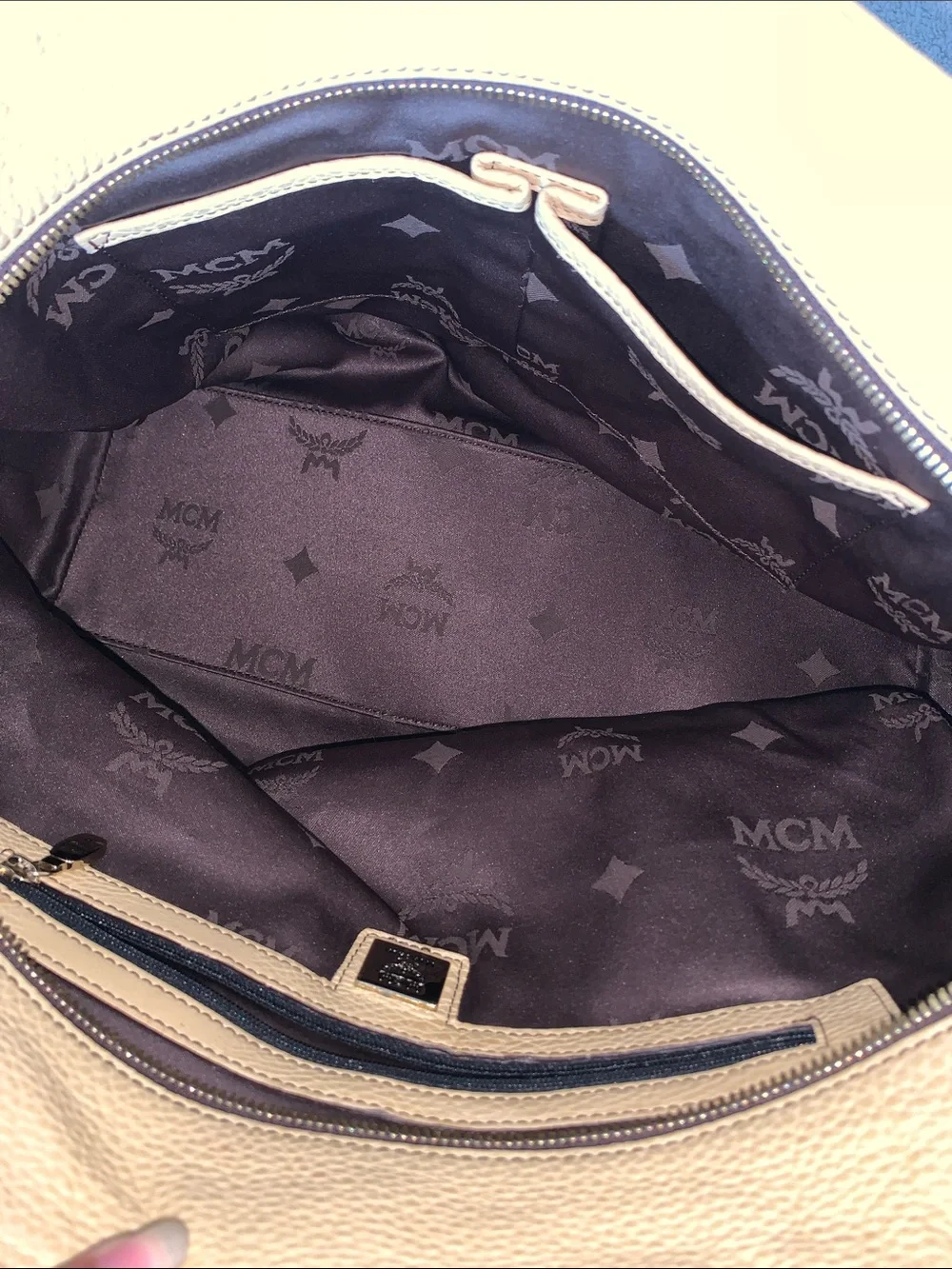 GUC MCM Vintage Ivory Visetos Monogram Satchel